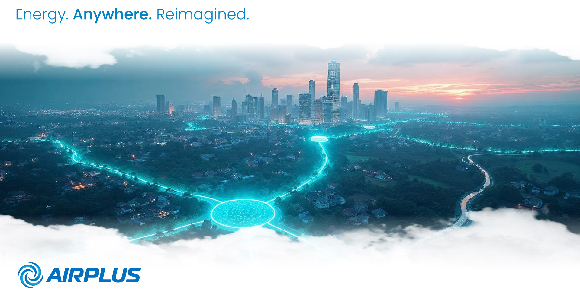 Futuristic clean energy landscape powered by AirPlus innovation
